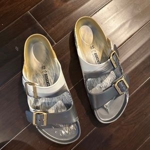 Birkenstock Sandals Copper, White, Grey Mix with Cool Print